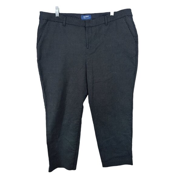 Old Navy Womens Pants 16 Black Polka Dot Harper Mid-Rise Cropped Stretch Classic - Picture 1 of 13